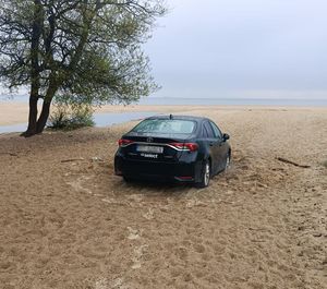 samochód wjechał na plażę