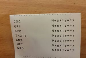 Wydruk z testera narkotykowego