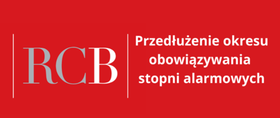 Baner z napisem Stopnie alarmowe