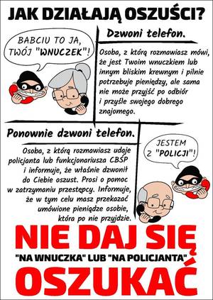 Ulotka - jak działają oszuści i jak się przed nimi bronić