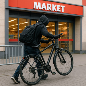 Mężczyzna prowadzi rower