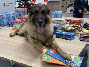 Prezenty dla dzieci i pies służbowy