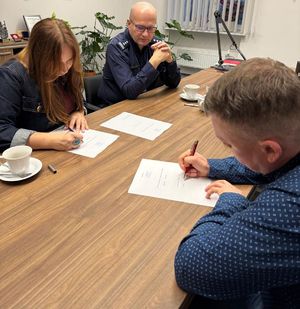 Spotkanie w sprawie podpisania porozumienia przez Komendanta Miejskiego Policji w Gdańsku