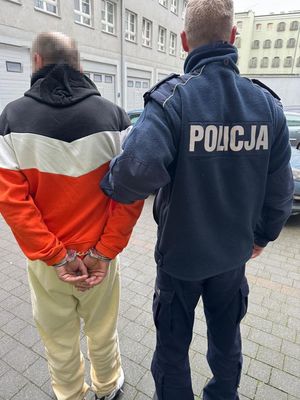 Policjant i zatrzymany mężczyzna