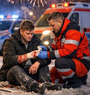 Ratownik udziela pomocy mężczyźnie
